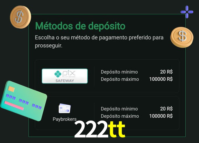 O cassino 222tt oferece uma grande variedade de métodos de pagamento